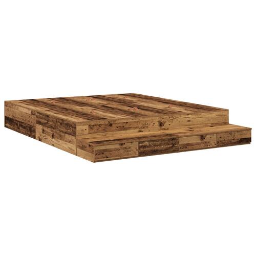 Seng med opbevaring gammel træ 200x200 cm