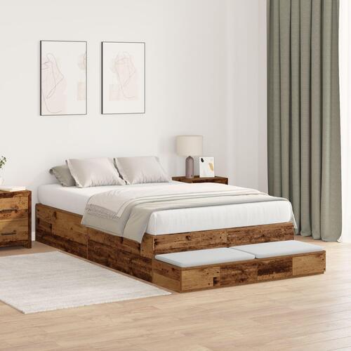 Opbevarings seng rammme gamle træ 120x200 cm
