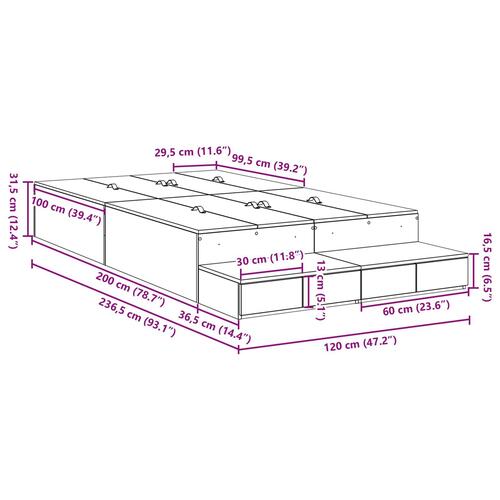 Opbevarings seng rammme gamle træ 120x200 cm