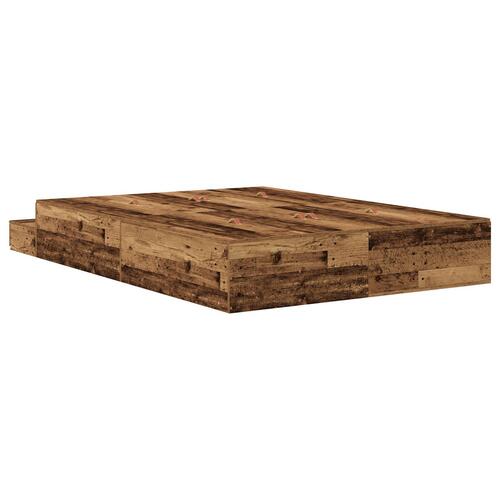 Opbevarings sengestel gammelt træ 140x200 cm