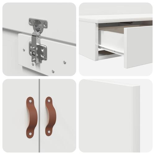 Seng Ramme Hvid Konstrueret træ 180 x 200 x 31.5 cm