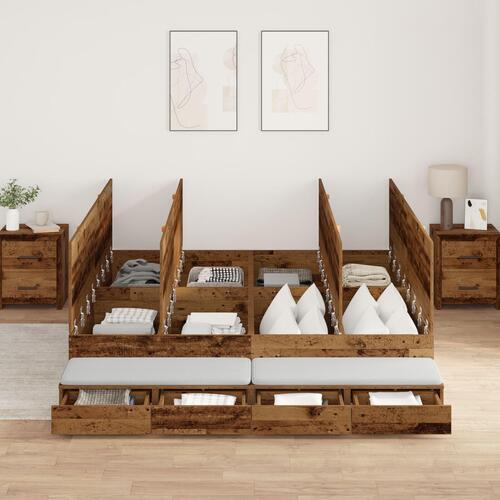 Opbevarings Seng Ramme Brun Konstrueret træ 180 x 200 x 31.5 cm