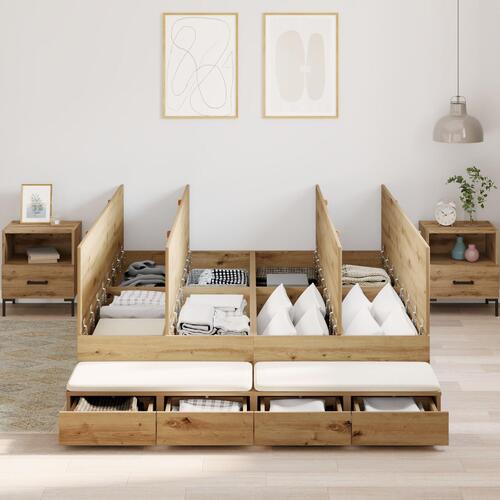 Seng med opbevaring Brun Konstrueret træ 140 x 190 x 31,5 cm