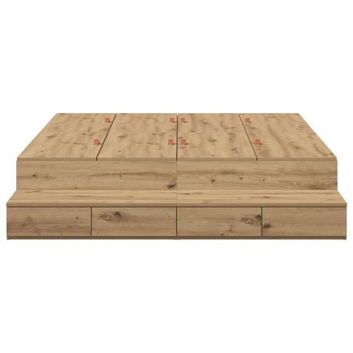 Seng med opbevaring Brun Konstrueret træ 140 x 190 x 31,5 cm