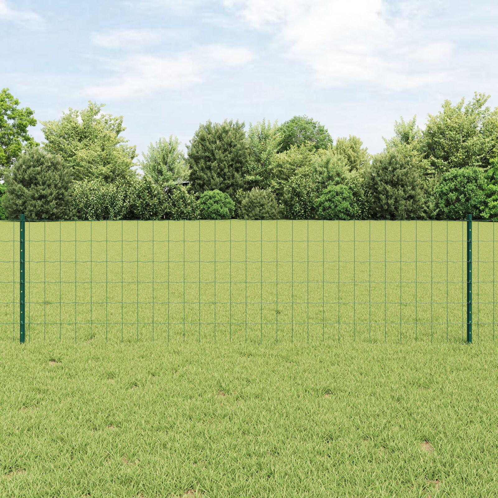 Euro Hegn med 11 U-poster Grøn 0,6x25 m Stål