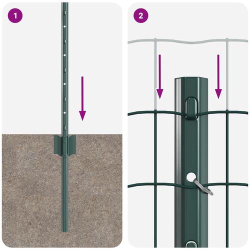 Euro hegn rulle Sæt med 3 Grøn PVC-belagt stål 50 x 0.4 m
