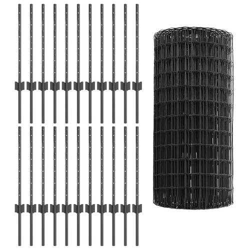 Havehegn Rulle Sæt af 3 Grå Metal 50 x 0,6 m
