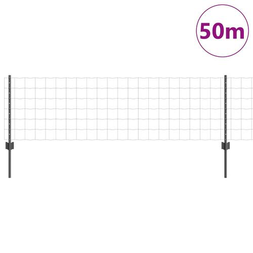Havehegn Rulle Sæt af 3 Grå Metal 50 x 0,6 m