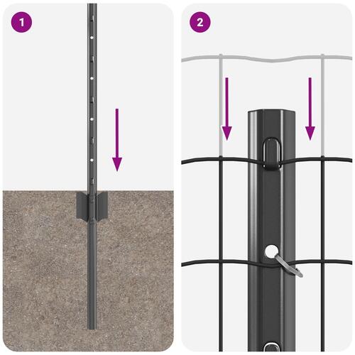 Havehegn Rulle Sæt af 3 Grå Metal 50 x 0,6 m