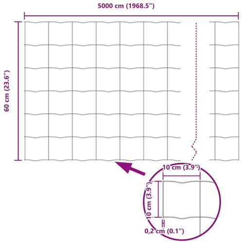 Havehegn Rulle Sæt af 3 Grå Metal 50 x 0,6 m