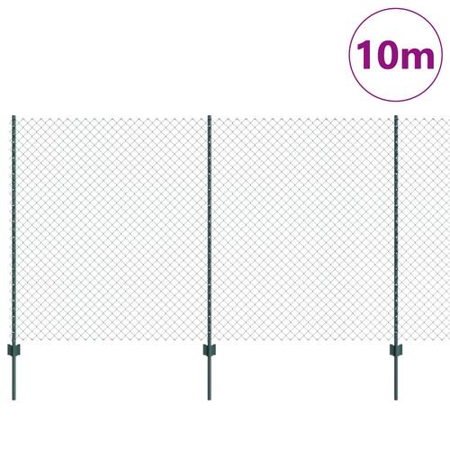 Kædehegn med 10 U-poster Grøn 1,4x10 m Stål