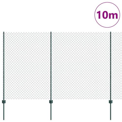 Kædehegn med 10 U-poster Grøn 1.5x10 m Stål
