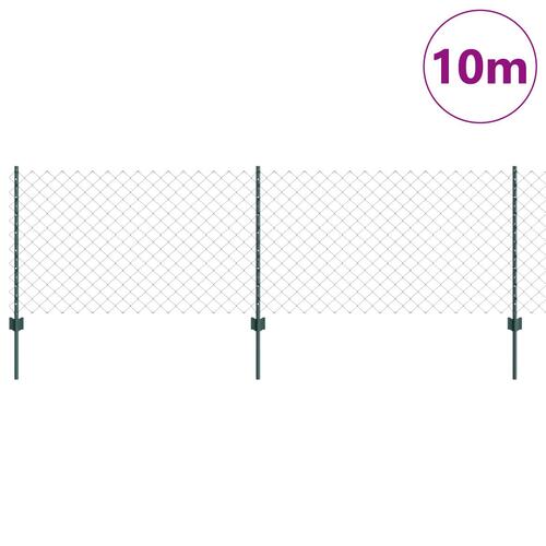 Kædehegn med 10 U-poster Grøn 0.8x10 m Stål