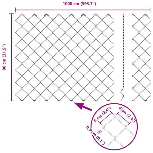 Kædehegn med 10 U-poster Grøn 0.8x10 m Stål