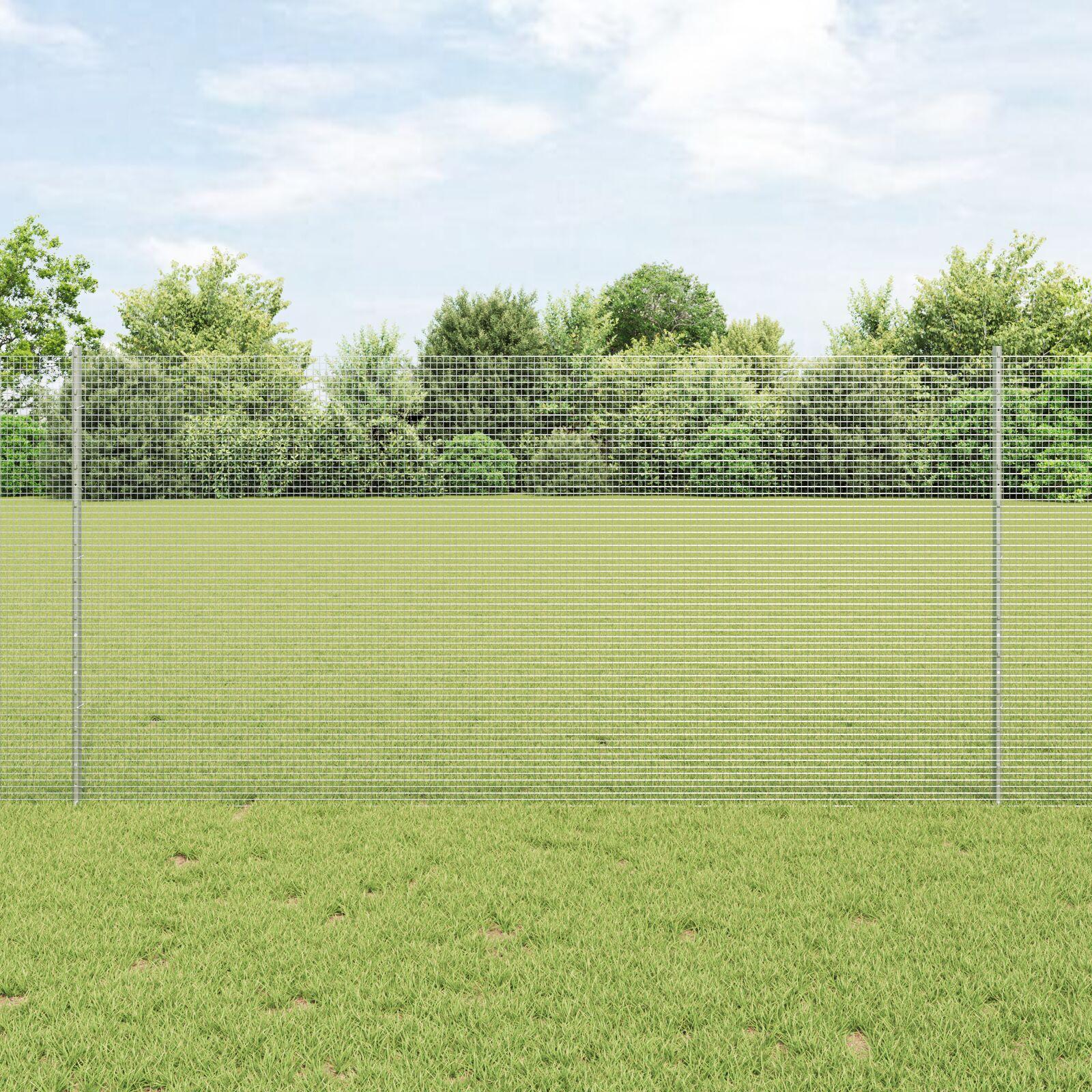 Svejset Trådhegn med 22 U Poster Sølv 1.2x25 m Stål