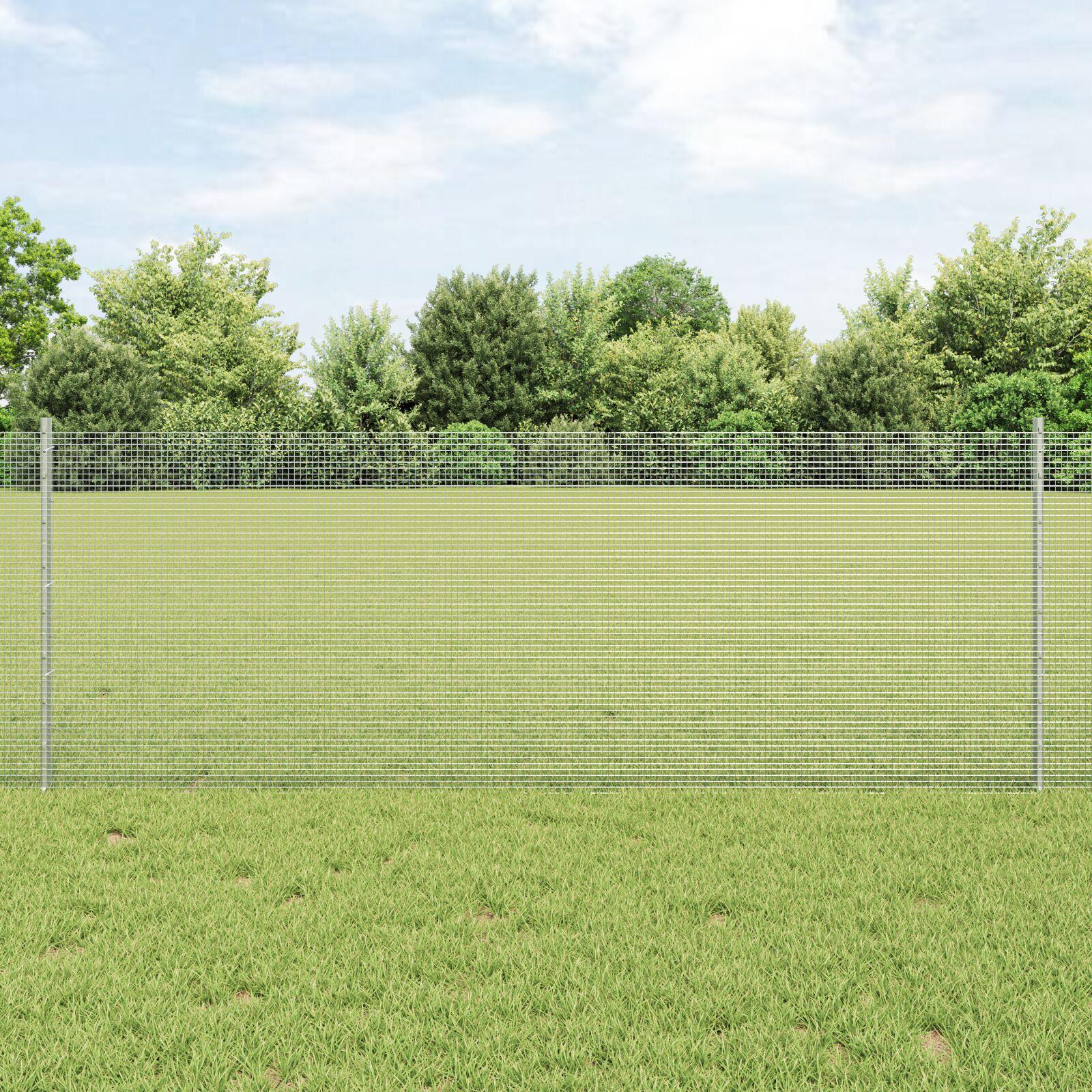 Svejset Trådhegn med 22 U-Posts Sølv 0.8x50 m Stål