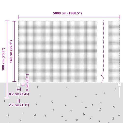 Svejset Trådhegn med 44 U-poster Sølv 1.4x50 m Stål