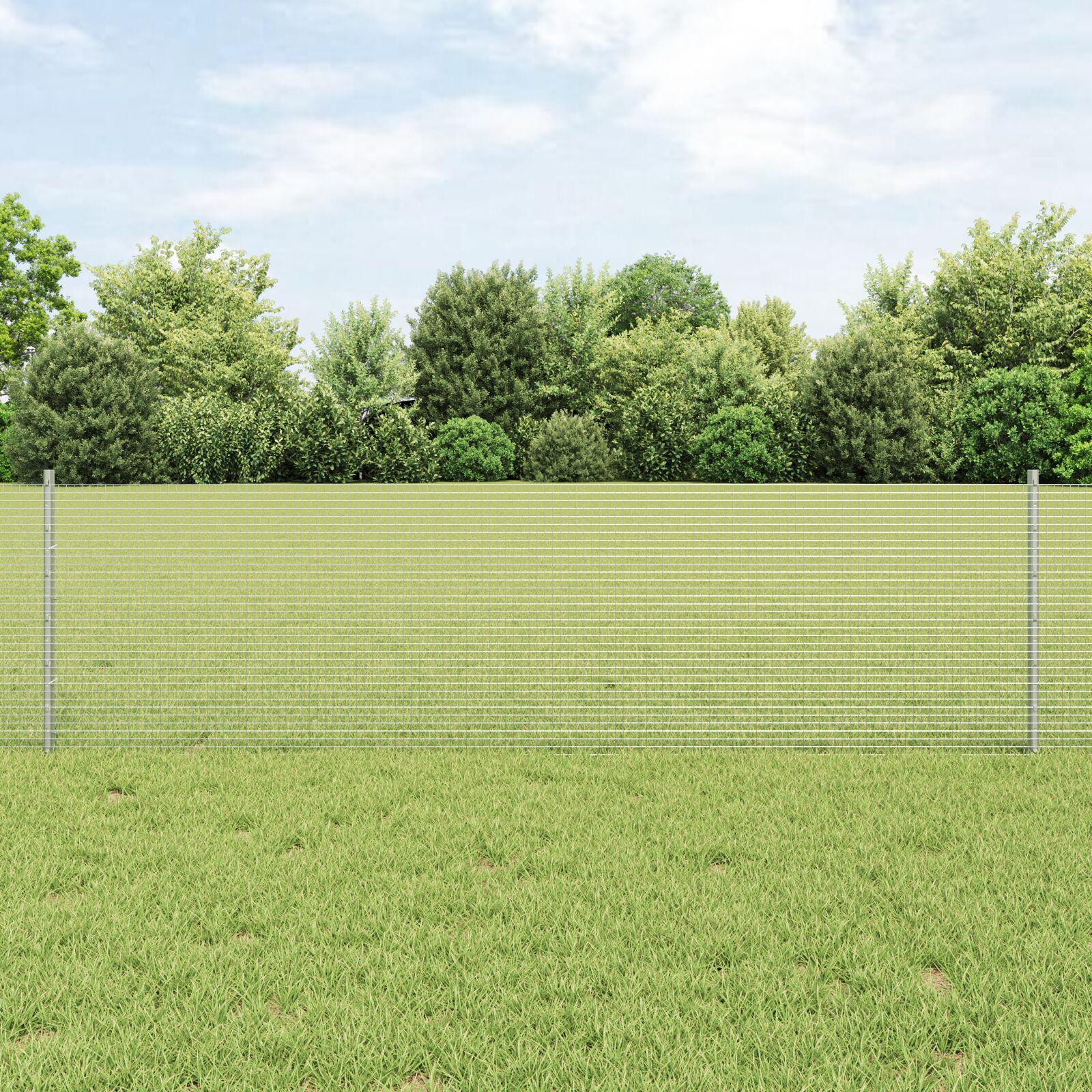 Svejset trådhegn med 44 U-poster Sølv 0.6x100 m Stål