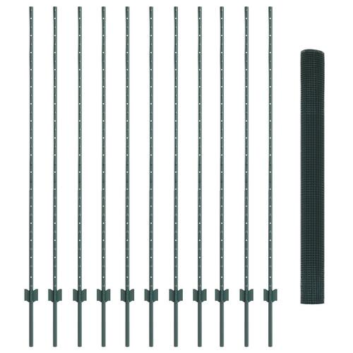 Havehegnsæt 2 stk Grøn Metal 25 x 1,5 m Holdbar Grønt hegn