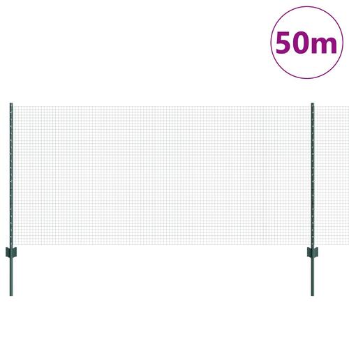 Welded Wire Fence med 22 U Posts Grøn 1x50 m Stål