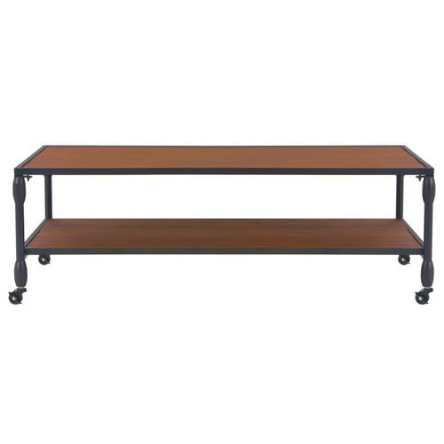 Sofabord med hylde 120x60x40 cm massivt grantræ