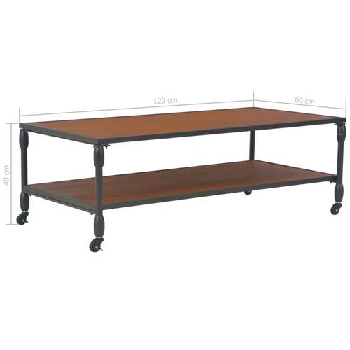 Sofabord med hylde 120x60x40 cm massivt grantræ