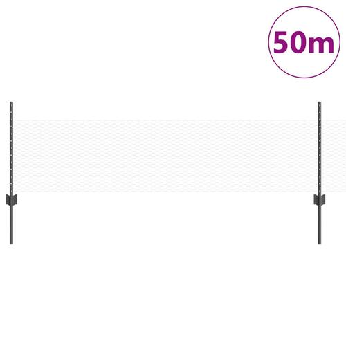 Hegnspæle 11 stk U-Kanal Grå 60 cm Stål, Sekskantet hegn Grå 0.5x50 m Stål