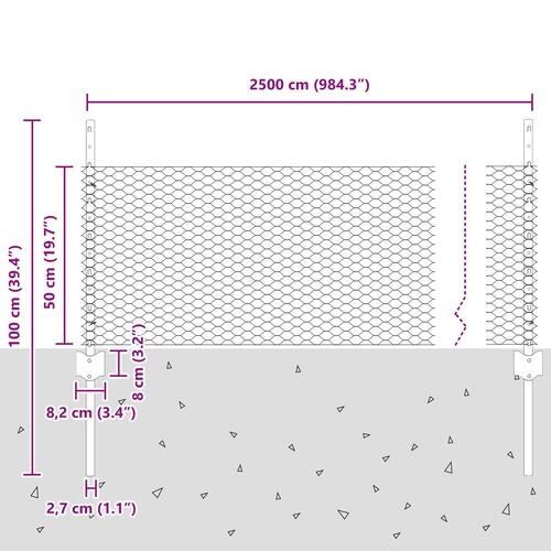 Havehegn Sæt 2 Stk Galvaniseret stål 25 x 0.5 m Slidstærk
