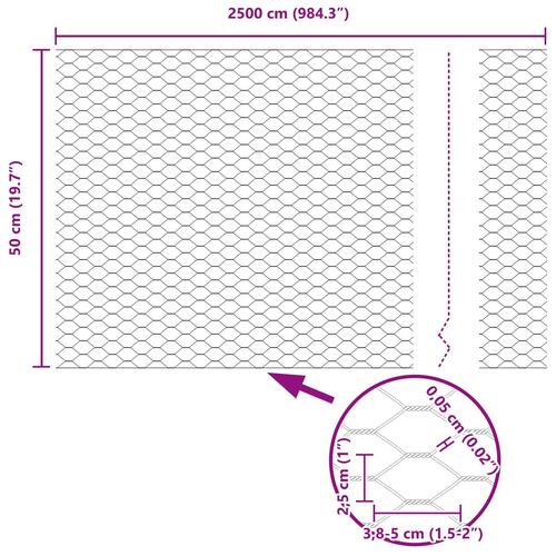 Havehegn Sæt 2 Stk Galvaniseret stål 25 x 0.5 m Slidstærk