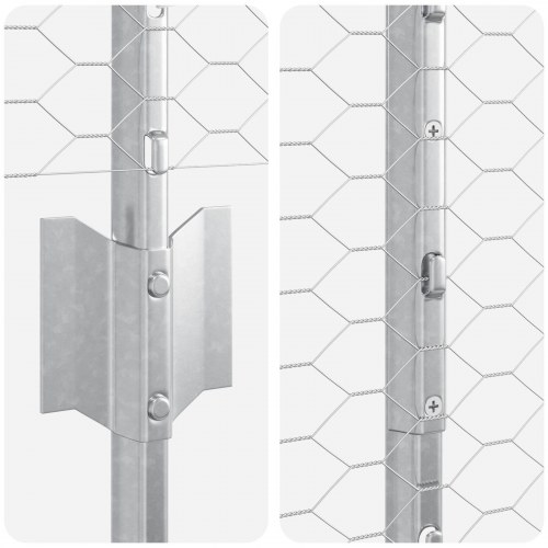 Hegnpæle 22 stk U-kanal 140 cm galvaniseret stål, Sekskantet hegn 1,4x50 m galvaniseret stål