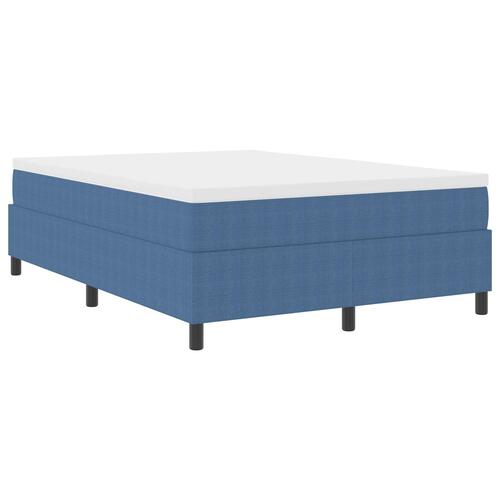 Box Spring Seng med Madras Blå 140x200 cm Kordfløjsstof