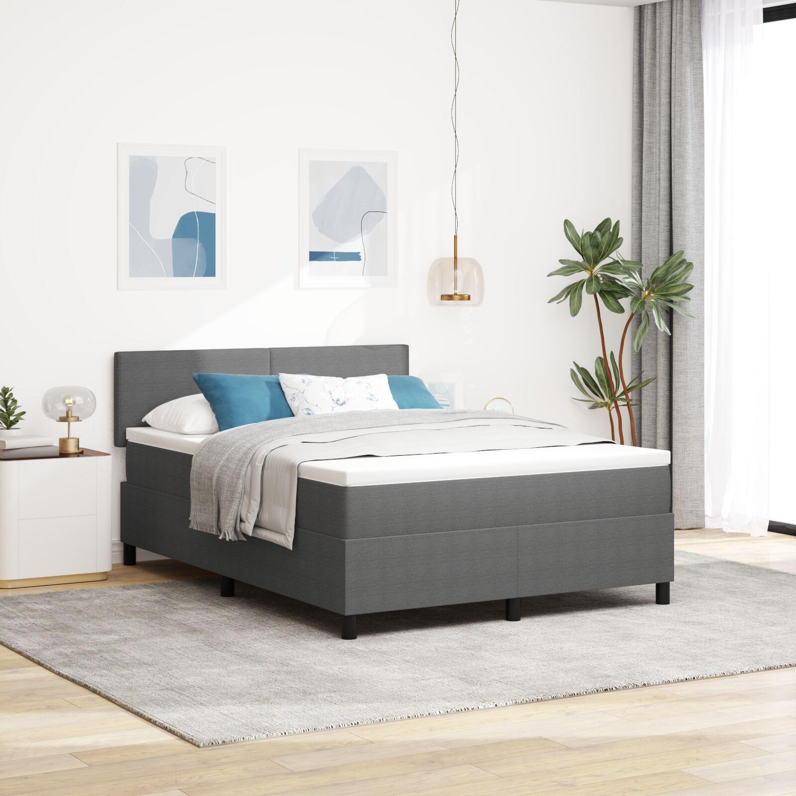 Kontinentalseng Lys Grå og Hvid 203 x 160 x 88 cm Corduroy stof billede