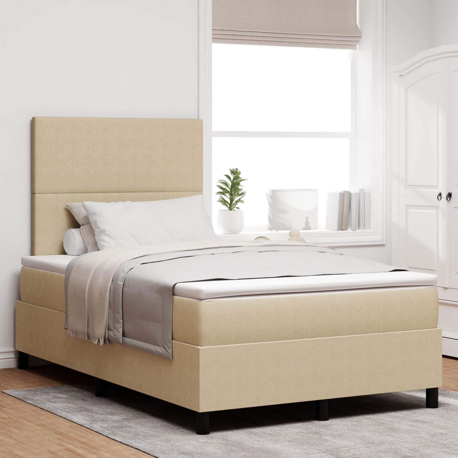 Box Spring Seng med Madras Lys Grøn Grå 120x200 cm Fløjlstof
