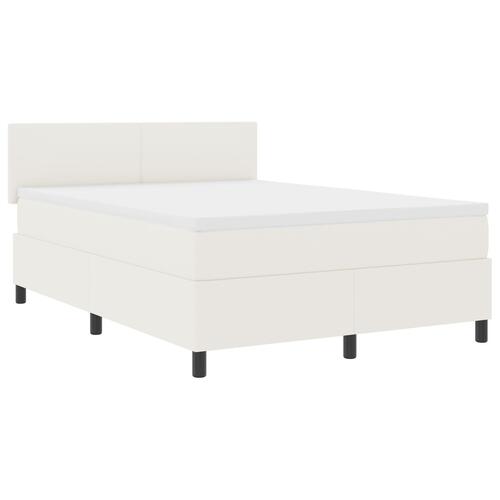 Box Spring Seng med Madras & LED Creme 140x200 cm Corduroy Stof