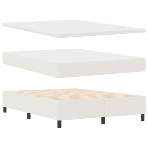 Box Spring Seng med Madras & LED Creme 140x200 cm Corduroy Stof