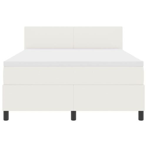 Box Spring Seng med Madras & LED Creme 140x200 cm Corduroy Stof