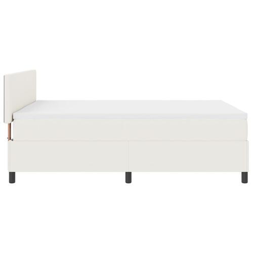 Box Spring Seng med Madras & LED Creme 140x200 cm Corduroy Stof