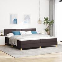 Box Spring Seng med Madras Mørkebrun 200x200 cm Stof