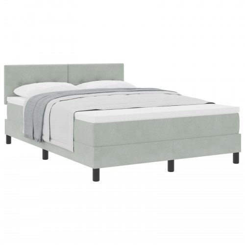 Box Spring Seng med Madras Lys GrÃ¥ 160x200 cm FlÃ¸jl