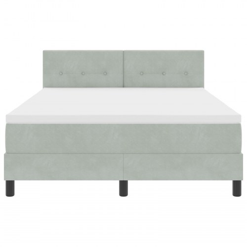 Box Spring Seng med Madras Lys GrÃ¥ 160x200 cm FlÃ¸jl