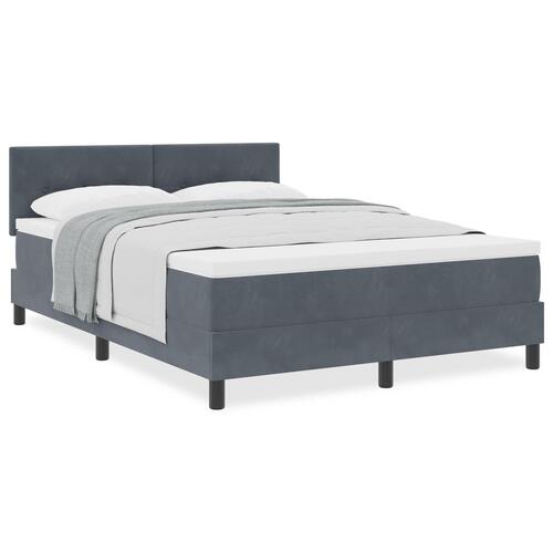 Box Spring Seng med Madras Mørkegrå 160x200 cm Fløjl