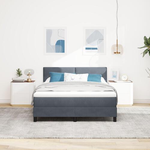 Box Spring Seng med Madras Mørkegrå 160x200 cm Fløjl