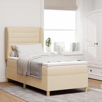 Box Spring Seng med Madras Creme 90x190 cm Stof