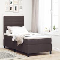 Boxspring seng med madras & LED Mørkebrun 100x200 cm Stof