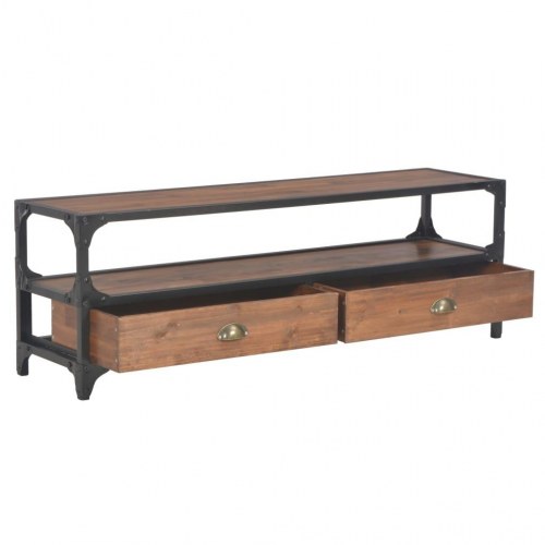 Tv-bord med 2 skuffer 120x30x40 cm massivt fyrretræ
