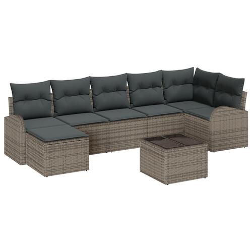 7 Piece Havemøbel Sæt med Puder Sort Polyrattan