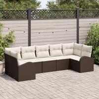 Have Sofa Sæt 7 personer Beige Rattan Have Sofa Rektangulær