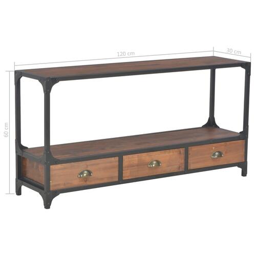 Tv-bord med 3 skuffer 120x30x60 cm massivt fyrretræ