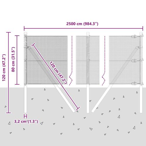 Svejset Tråd Hegnet med 13 Pæle 0,8x25 m Galvaniseret Stål