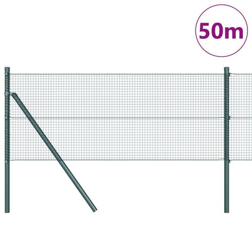 Svejset Trådhegn med 13 Stolper Grøn 0.4x50 m Stål